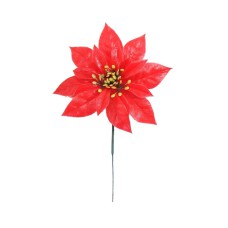 7 Inch Red Plastic Poinsettia Pick With Wire Stem (lot of 10) SALE ITEM